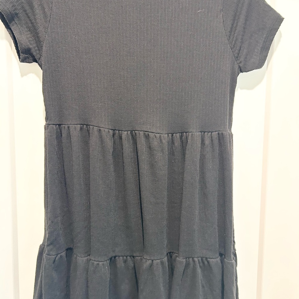 See You Monday Black Babydoll Mini Dress L Tiered Travel Everyday Athleisure - Picture 5 of 8